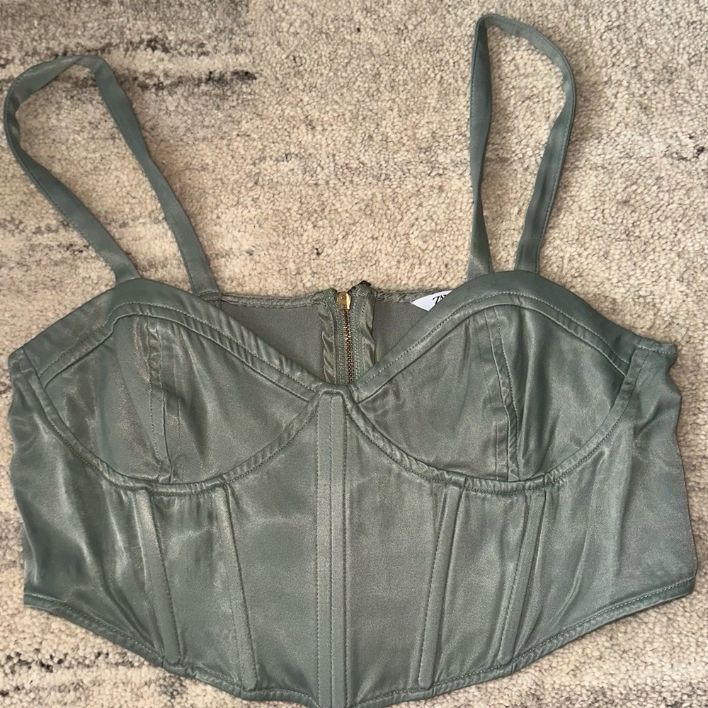 Zara Sage Green Corset crop